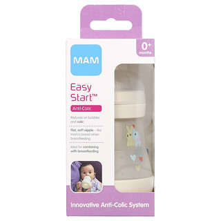 MAM Anti Colic Baby Bottle, Easy Start, 0+ Months, Breastfeeding Friendly, BPA Free