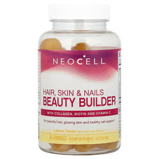 NeoCell Hair Skin & Nails Beauty Builder Gummies, Lemon, 60 Count