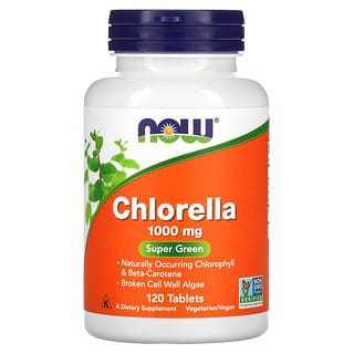 NOW Foods Chlorella Supplement, 1000mg, 120 Tablets, Vegan & Non-GMO