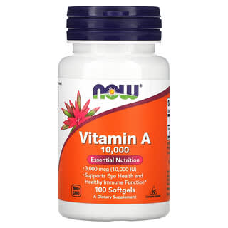 NOW Foods Vitamin A 3000 mcg 100 Softgels for Eye Health & Immune Support