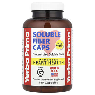 Yerba Prima Soluble Fiber Caps for Heart Health & Regularity - 180 Capsules