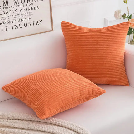 Yonous Corduroy Cushion Covers, Set of 2 Pack, Orange, 50x50 CM