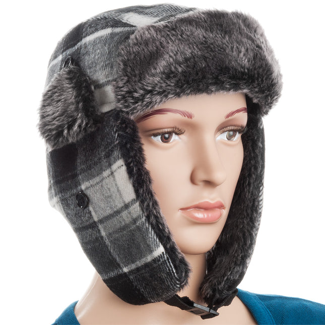 Aviator Hat Plaid with Fur