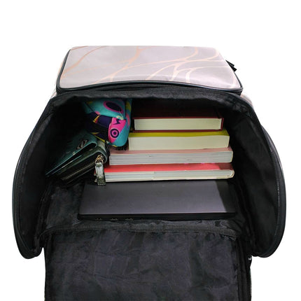 School Bag, Rose Gold Marble Pattern with Zipper Compartments