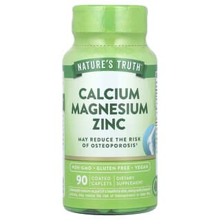 Calcium Magnesium Zinc Supplement by Nature's Truth - 90 Coated Caplets
