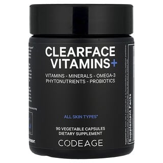 Clearface Vitamins+ for Glowing Skin - Vegan, Non-GMO, 90 Capsules