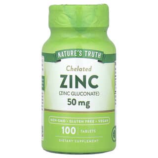 Chelated Zinc Supplement by Nature's Truth - 50mg, 100 Tablets