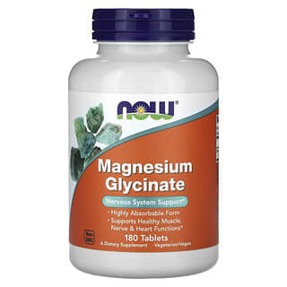 NOW Foods Magnesium Glycinate 180 Tablets for Nervous System Support
