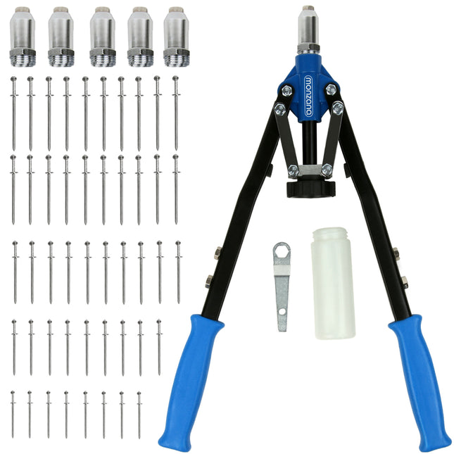 Riveting Pliers with 5 Mouth pieces, Key and Collecting Bin