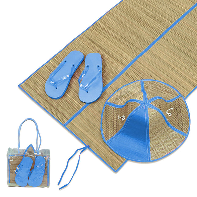 Beach set 4 pcs - Beach mat   sun hat   flip flops - Yellow