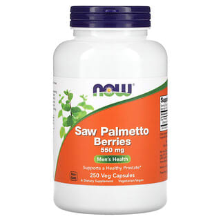NOW Foods Saw Palmetto Berries 550mg for Prostate Health - 250 Veg Capsules