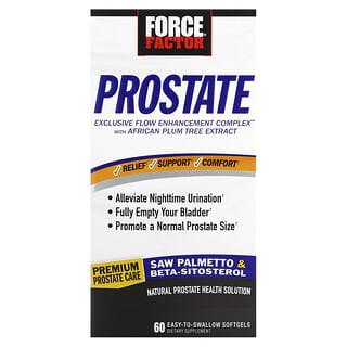 Force Factor Prostate Health Support - 60 Easy-To-Swallow Softgels