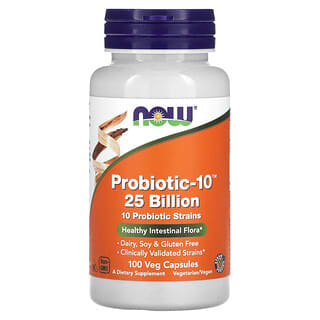 NOW Foods Probiotic-10, 25 Billion CFU, 100 Veg Capsules for Digestive Health