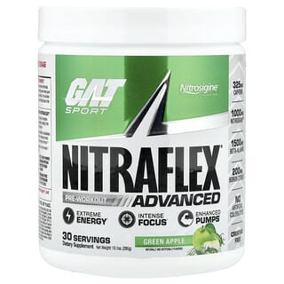 GAT NITRAFLEX Advanced Pre-Workout Supplement, Green Apple, 285g