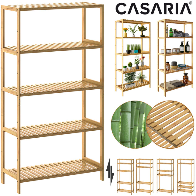 Standing Shelf Bamboo 130x60x26cm 5 Shelves