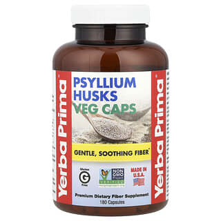 Yerba Prima Psyllium Husks for Digestive Health - 180 Capsules