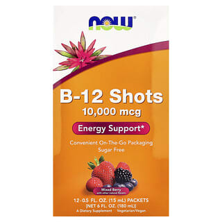 NOW Foods B-12 Shots with Mixed Berry Flavor 12 Packets