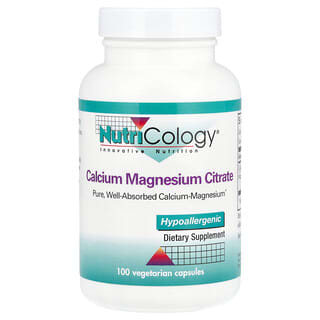 Calcium Magnesium Citrate Supplement by Nutricology - 100 Veggie Capsules