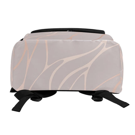 School Bag, Rose Gold Marble Pattern with Zipper Compartments