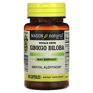 Ginkgo Biloba Capsules, 125mg, 60 Count - Natural Mental Alertness Support