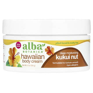 Alba Botanica Hawaiian Kukui Nut Body Cream, 6.5 oz, Cruelty-Free & Vegan