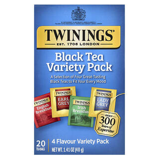 Black Tea Variety Pack by Twinings, 20 Tea Bags, 4 Flavors