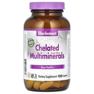 Bluebonnet Nutrition Chelated Multiminerals Supplement - Iron Free, 120 Caplets
