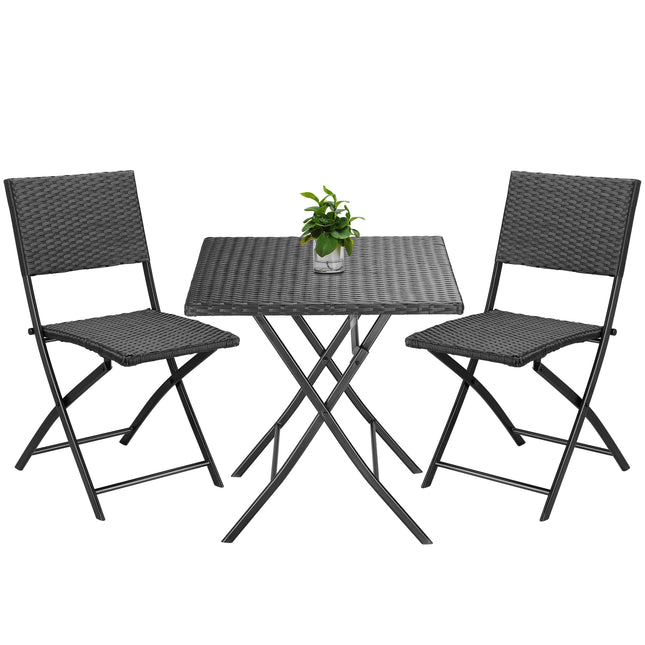 2 Seat Rattan Balcony Set Rom Black Foldable