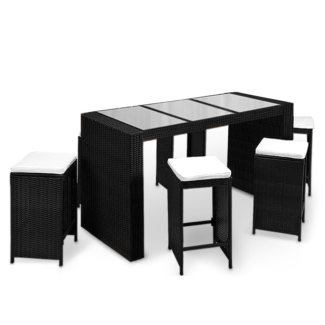 Bar set poly rattan - Garden furniture set 13 pcs - 185cm