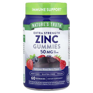 Nature's Truth Extra Strength Zinc Gummies, 60ct, Delicious Berry