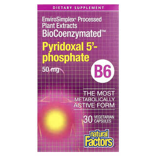 Natural Factors BioCoenzymated B6 50mg, 30 Veg Capsules, Enhanced Absorption