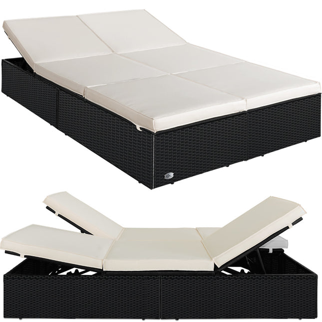 Aluminum Edition Poly Rattan Sun Lounger   Folding Tables