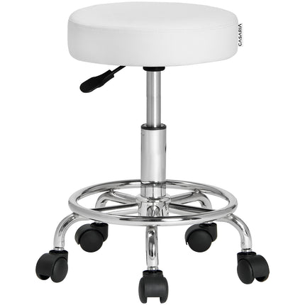 Padded Swivel Stool with Chromed Steel Feet 360° White