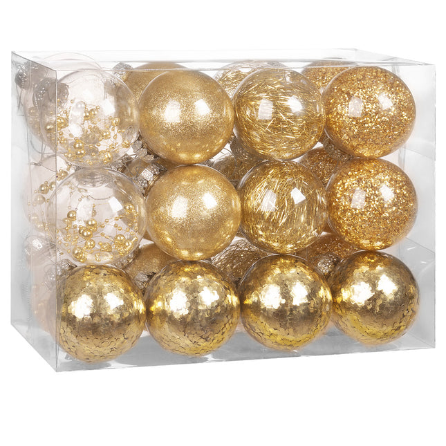 Christmas Tree Baubles 24 Pcs Gold 7cm
