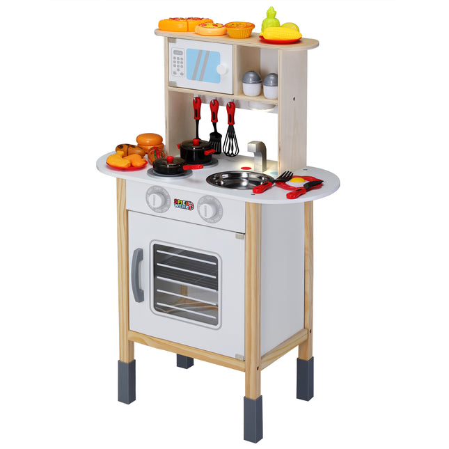 Play Kitchen Wood incl 35 Accessories Height-adjustable