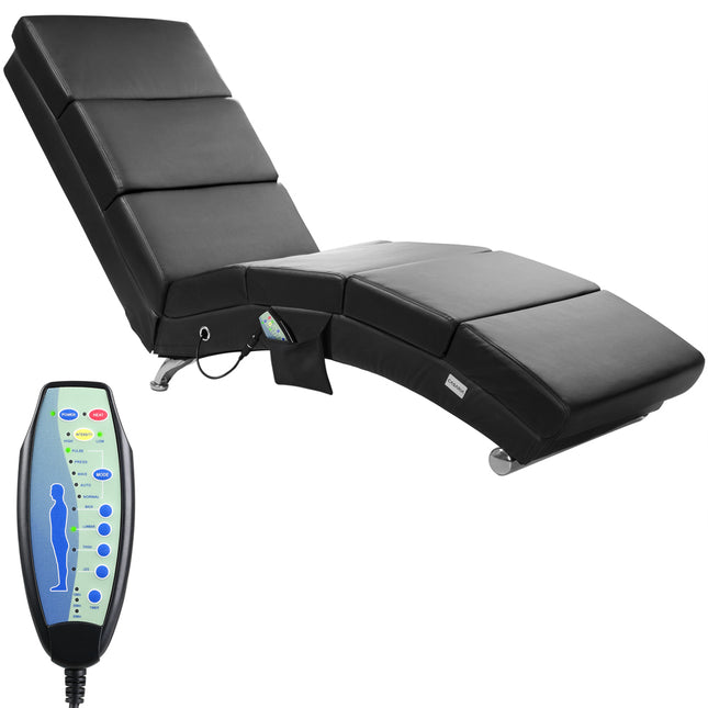 Chaise Lounge London Black with Massage & Heating Function