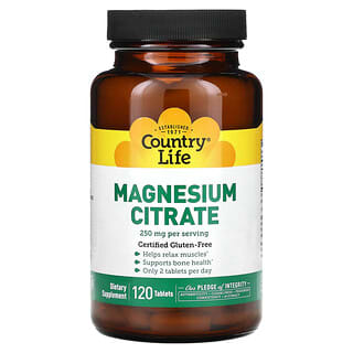 Country Life Magnesium Citrate 120 Tablets - Gluten-Free & Vegan-Friendly