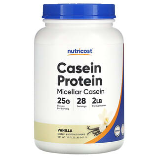 Nutricost Vanilla Casein Protein Powder, 2 lb (907g), Slow-Digesting Muscle Recovery