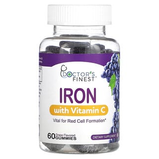 Doctor's Finest Iron Gummies with Vitamin C - Grape Flavor, 60 Count