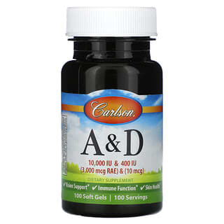 Carlson Vitamin A & D 100 Soft Gels for Immune Support