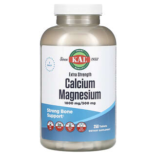 KAL Calcium Magnesium Extra Strength - Strong Bone Support, Non GMO