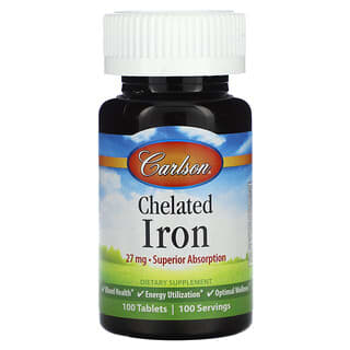 Carlson Chelated Iron Supplement, Gentle on Stomach, 100 Tablets