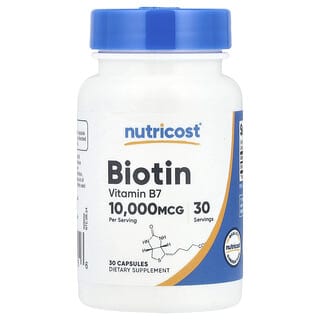 Nutricost Biotin 10,000 mcg, 30 Veg Capsules - Dietary Supplement