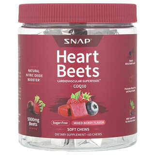 Snap Supplements Heart Beets + CoQ10 Soft Chews, Mixed Berry, 60 Count