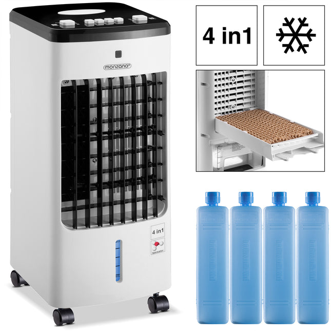 4in1 Portable Air Cooler White/Black 35L