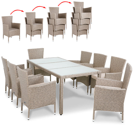 8 Seat Rattan Garden Dining Set Bali Beige