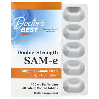 Doctor's Best Double Strength SAM-e 400mg for Mood, Joint, & Liver Health