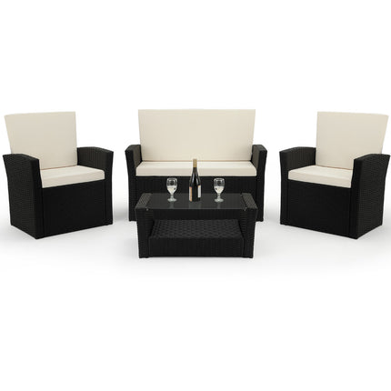 10 Pieces Patio Set with Safety Glass and 7cm strong Seat Cushions
