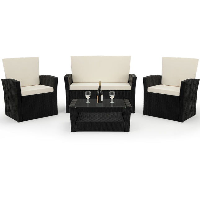 10 Pieces Patio Set with Safety Glass and 7cm strong Seat Cushions