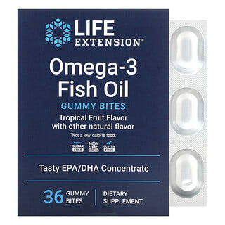 Life Extension Omega-3 Fish Oil Gummies, Tropical Fruit, 750mg EPA/DHA
